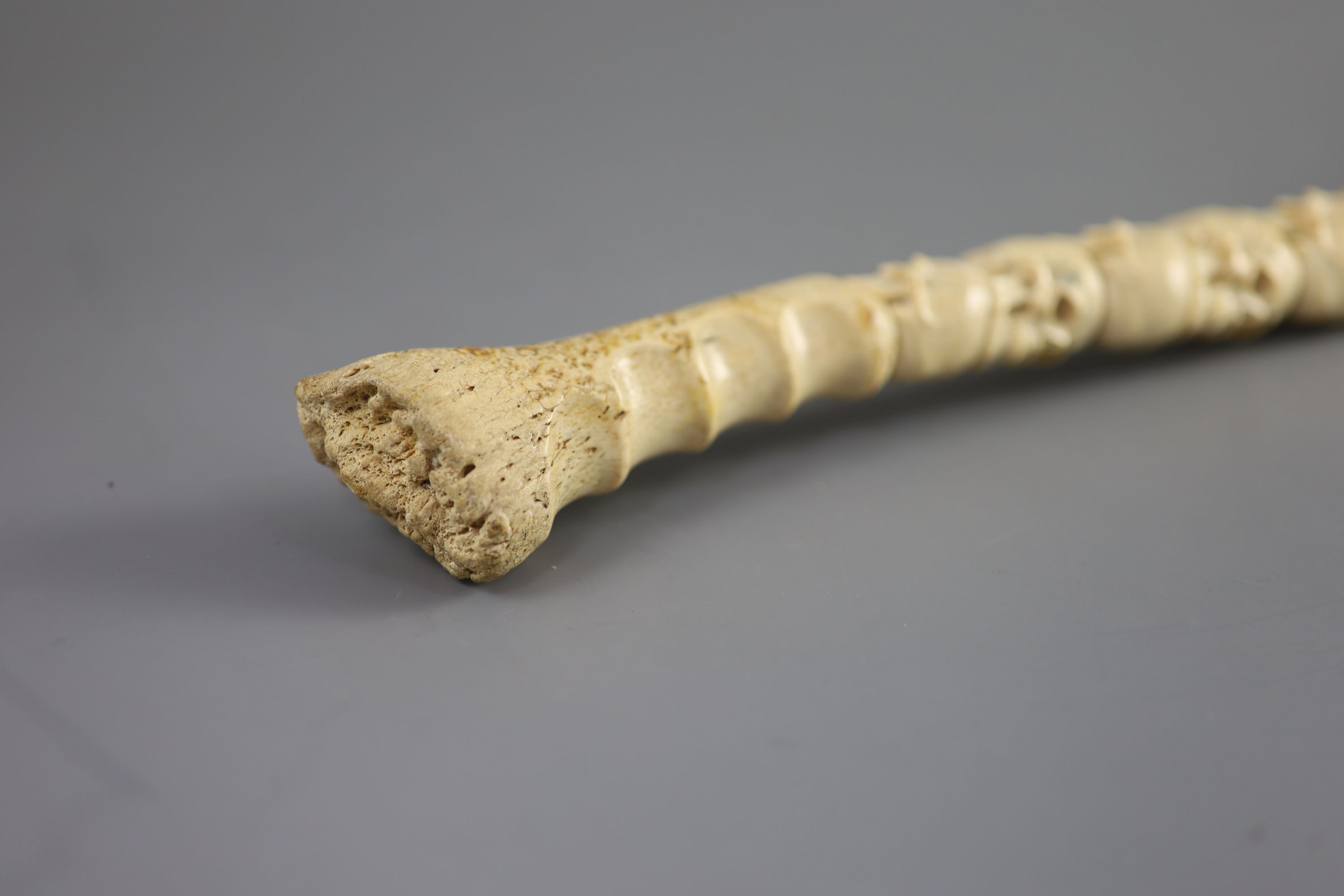 A unusual Inuit ‘skull’ carved walrus baculum, believed to be 19th century, 49.5 cm long